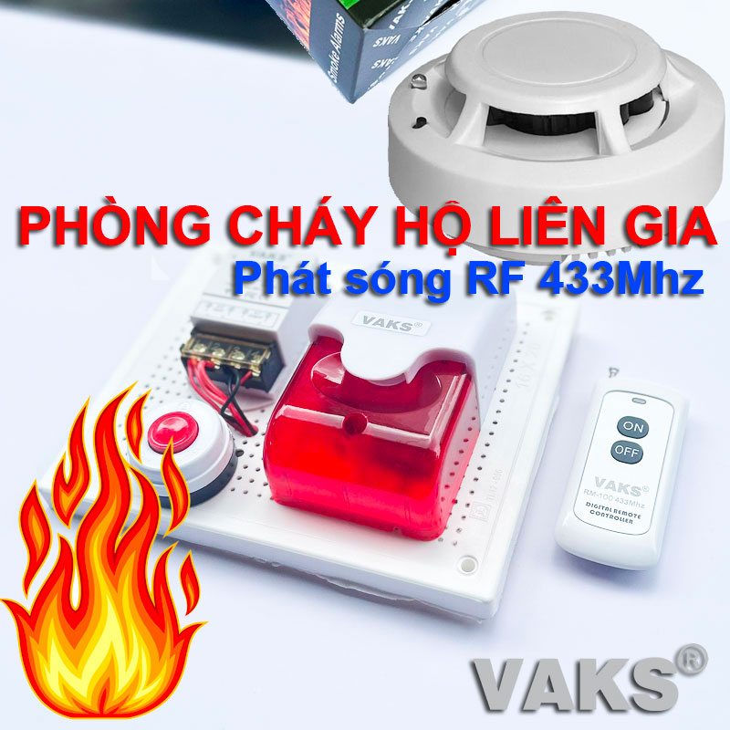 Báo động phòng cháy hộ liên gia thông minh - mh5 - tích hợp đầu báo khói.