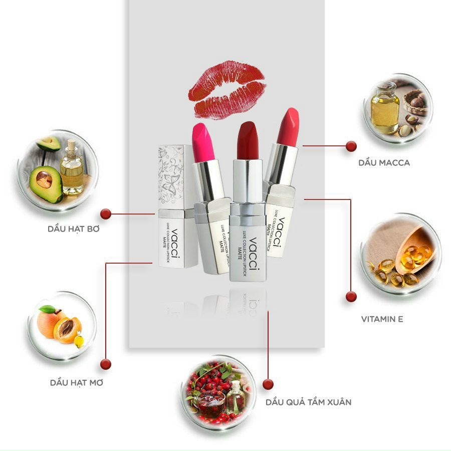 Son lì VACCI -  dưỡng môi cao cấp Vacci Matte Lipstick - Son cả thế giới