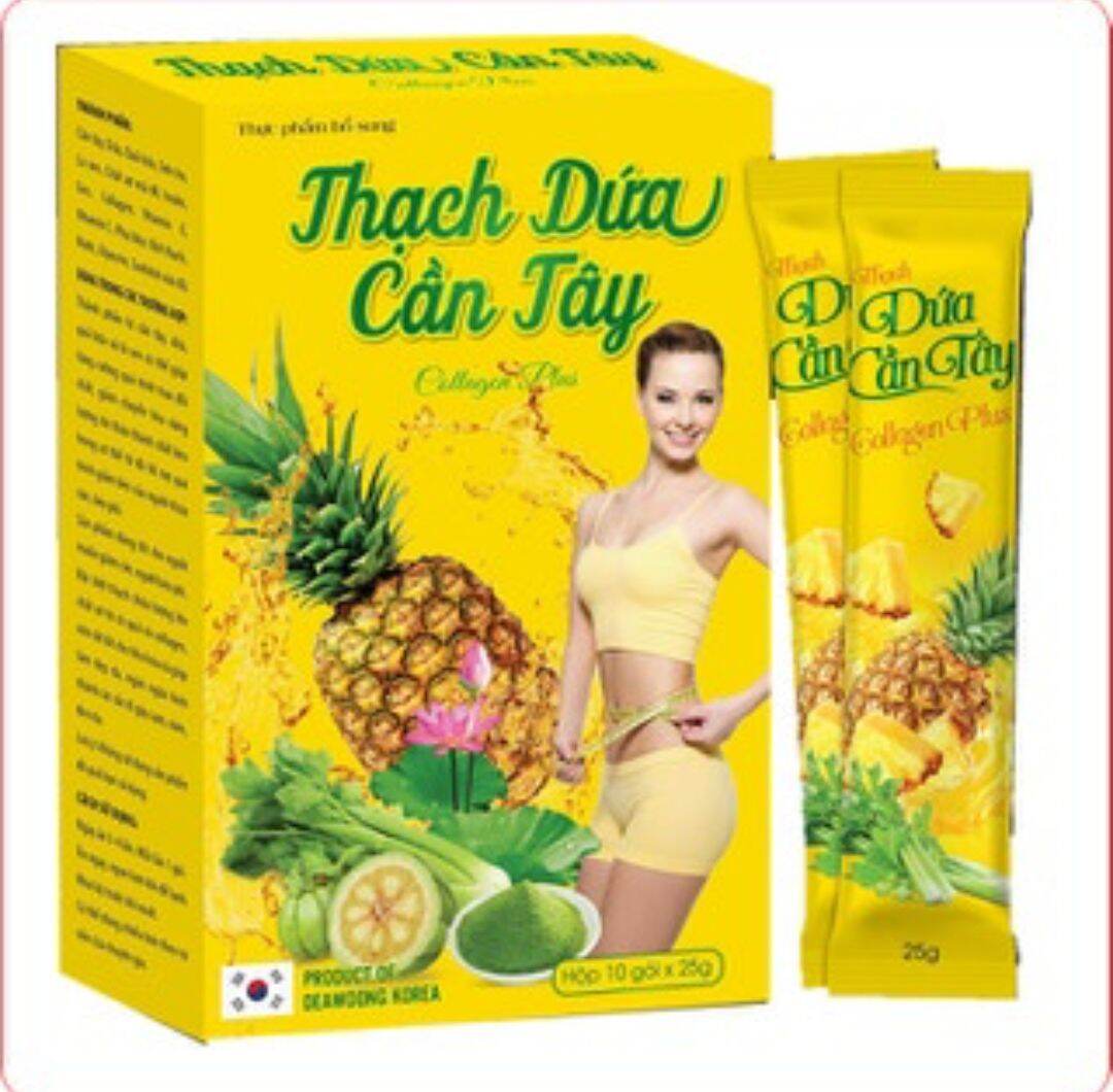 Hộp 10 Gói Thạch Dứa Cần Tây Collagen Plus _ Hỗ Trợ Giảm Cân Hiệu Quả