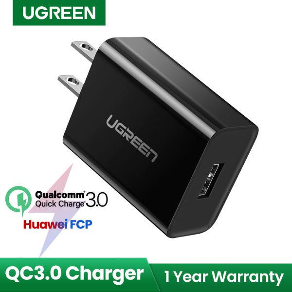 【18W Fast Charger 】UGREEN Quick Charge QC3.0 USB Charger for SAMSUNG iPhone Realme 6 Pro huawei nova 7i SAMSUNG j7, A71, A10, Huawei Nova 5T, Xiaomi Redmi Note 9, VIVO, OPPO