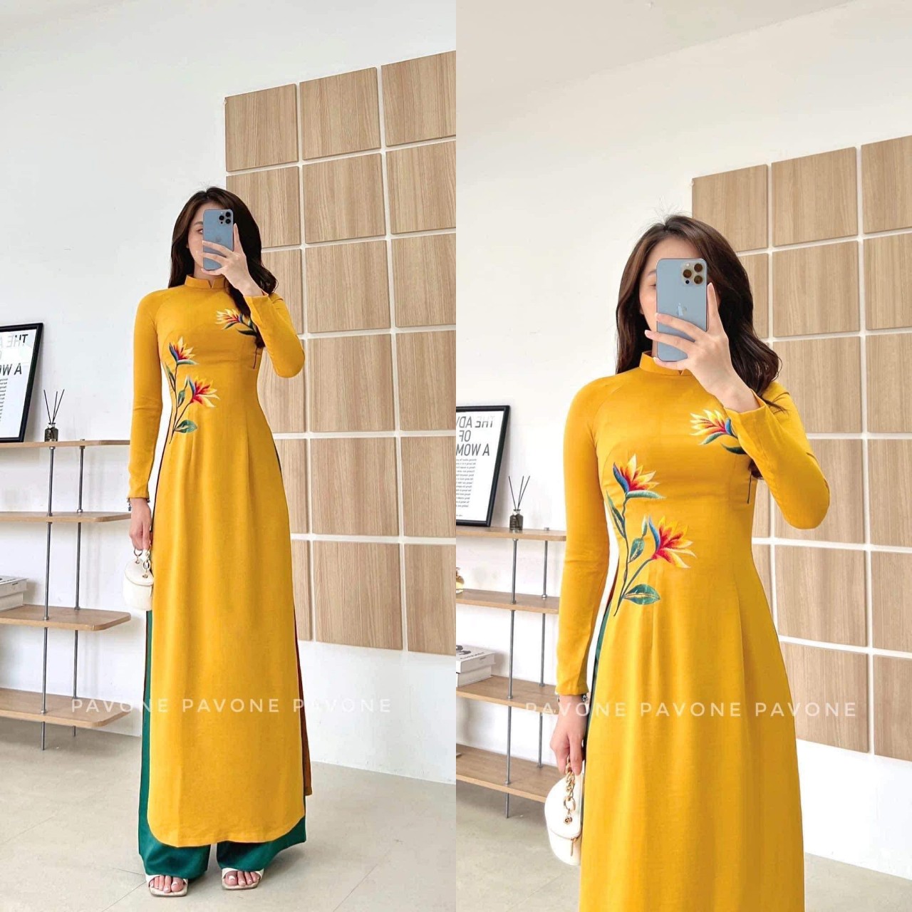 Áo dài lụa Tây thi thêu cao cấp