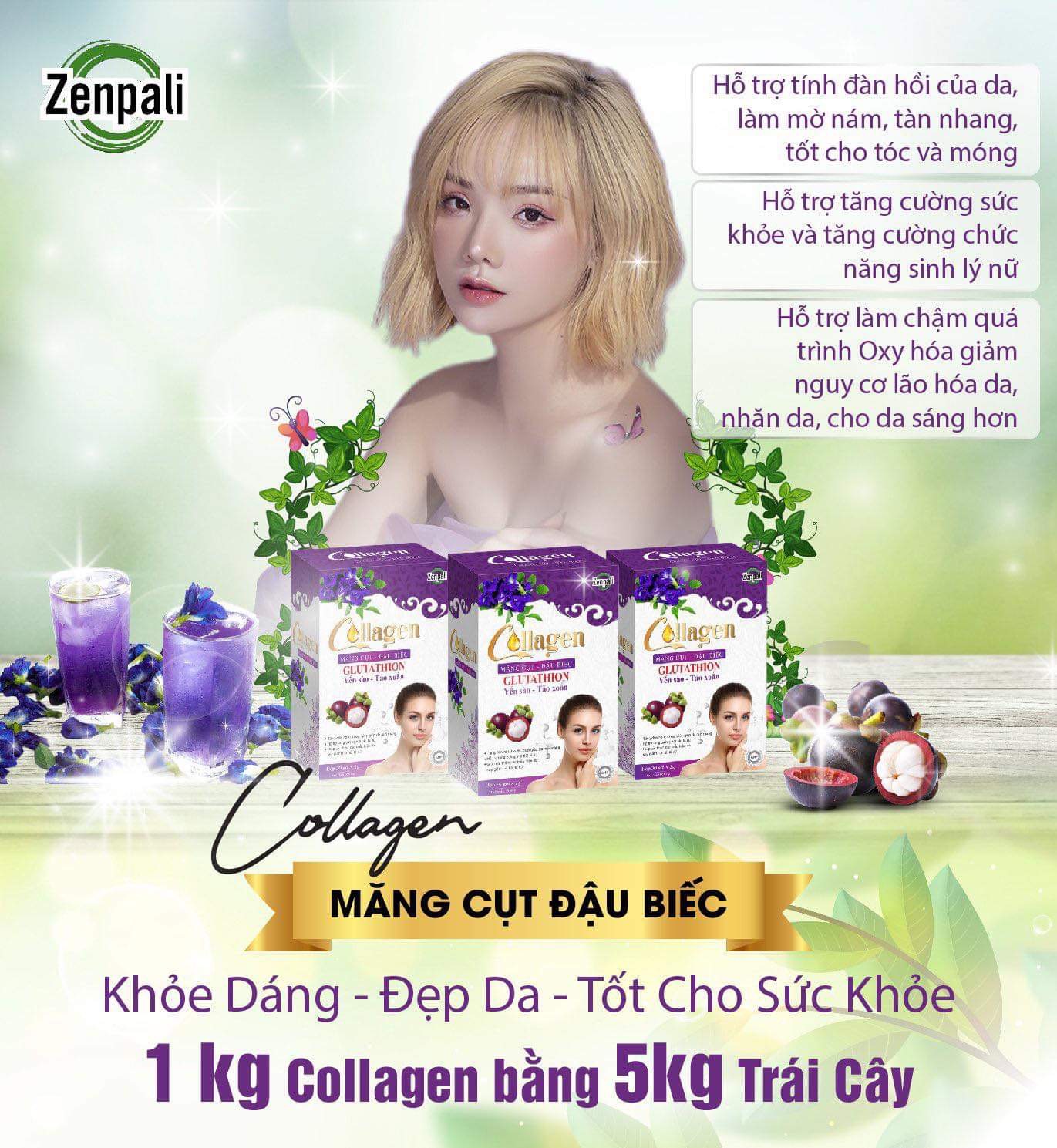 Combo 2 hộp Collagen Zenpali Măng cụt_Đậu biếc [CHÍNH HÃNG]