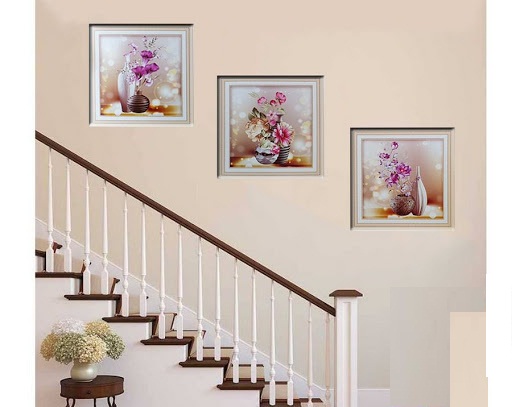 Tranh thêu chữ thập Bình Hoa Khoe Sắc (Bộ 3) (kích thước trung bình 122x42cm)