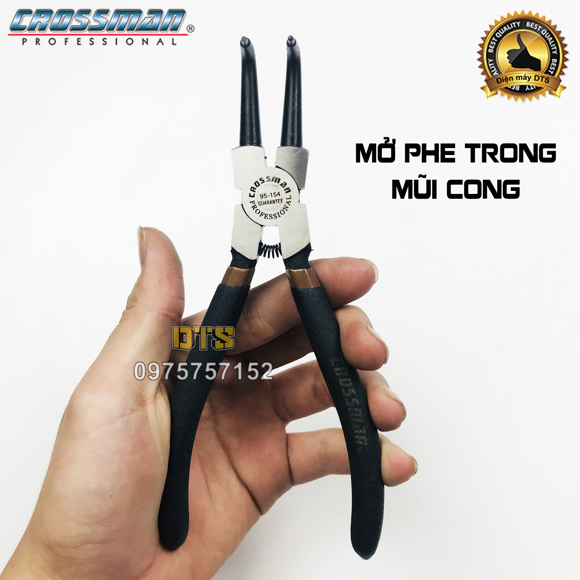 Kìm mở phe trong mũi cong 90 độ cao cấp CROSSMAN 95-154 GUARANTEE 7 inch, kìm phanh thép CR-V, kềm mở phe mũi cong mở trong độ chính xác cao, kìm phe trợ lực, kìm bóp phe ra, kềm mở phe vòng trong, kìm mở phanh ngoài, kim mo phe