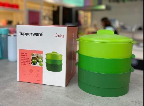 Xửng Hấp 3 Tầng Tupperware Màu Xanh