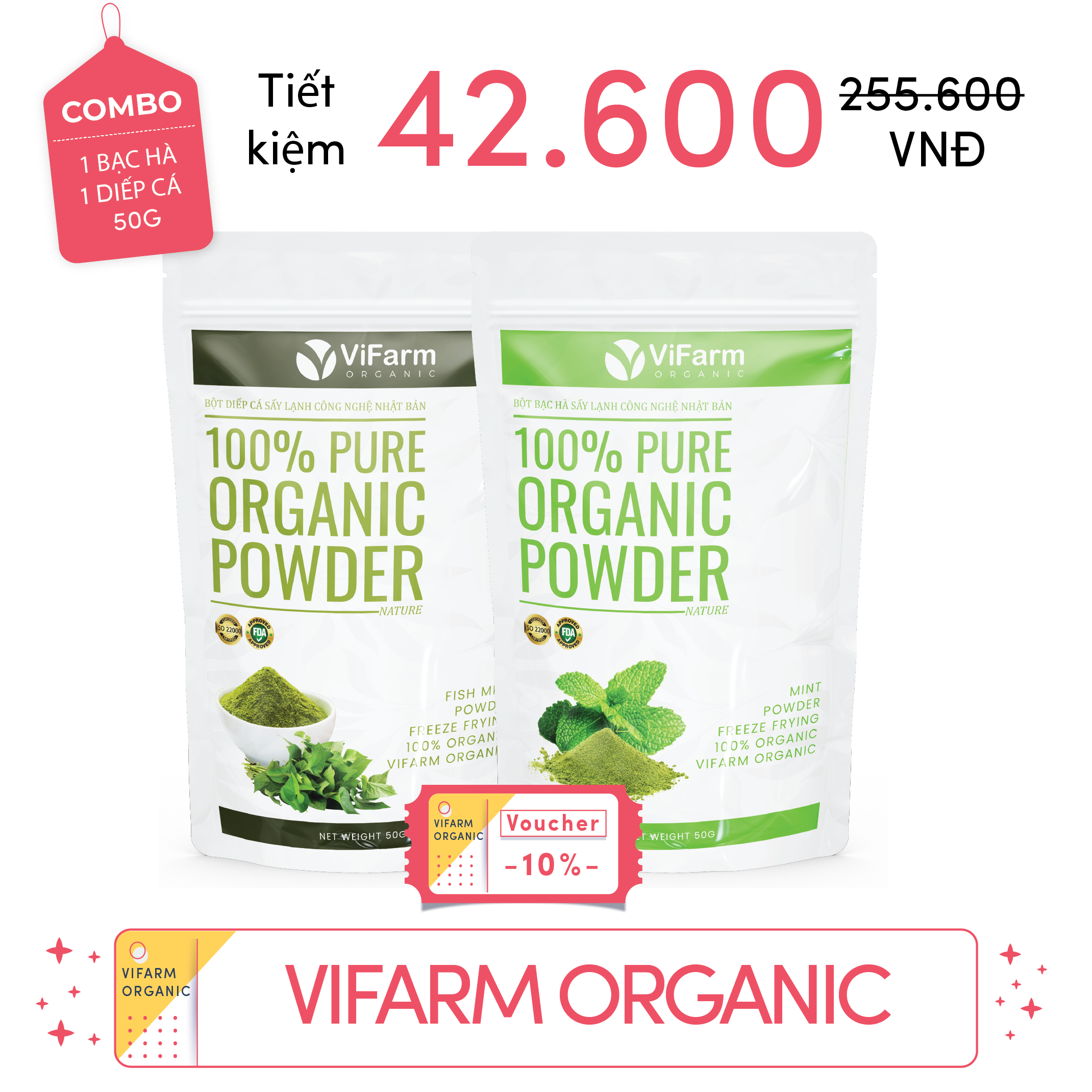 Bột Bạc Hà Nguyên Chất ViFarm 50g