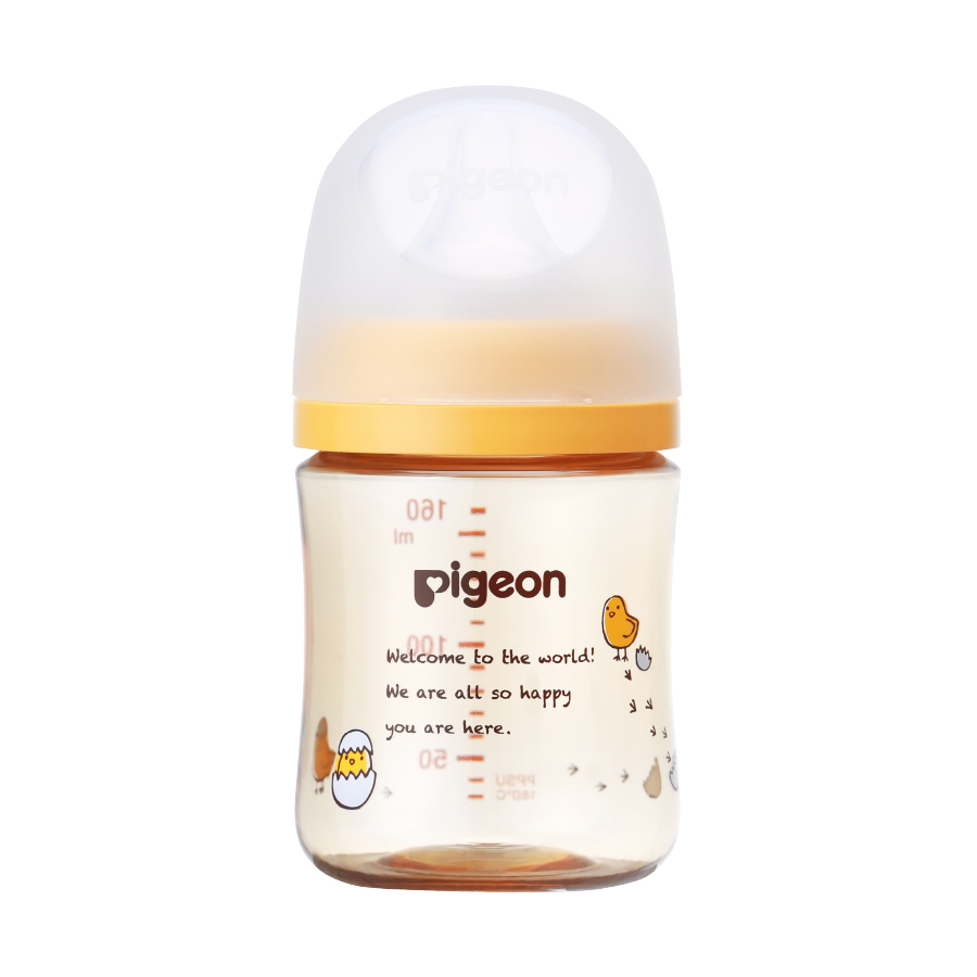 [TẶNG CÂY SÚC RỬA BÌNH SỮA] Bình sữa Pigeon PPSU Plus thế hệ III phiên bản Nhật hình Gà Con 160ml/240ml