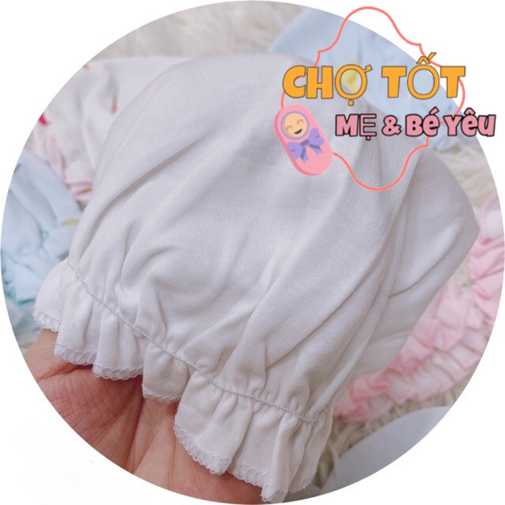 Nón Sơ Sinh Cotton Chun Bèo Mềm Bé Gái (0-3 tháng)