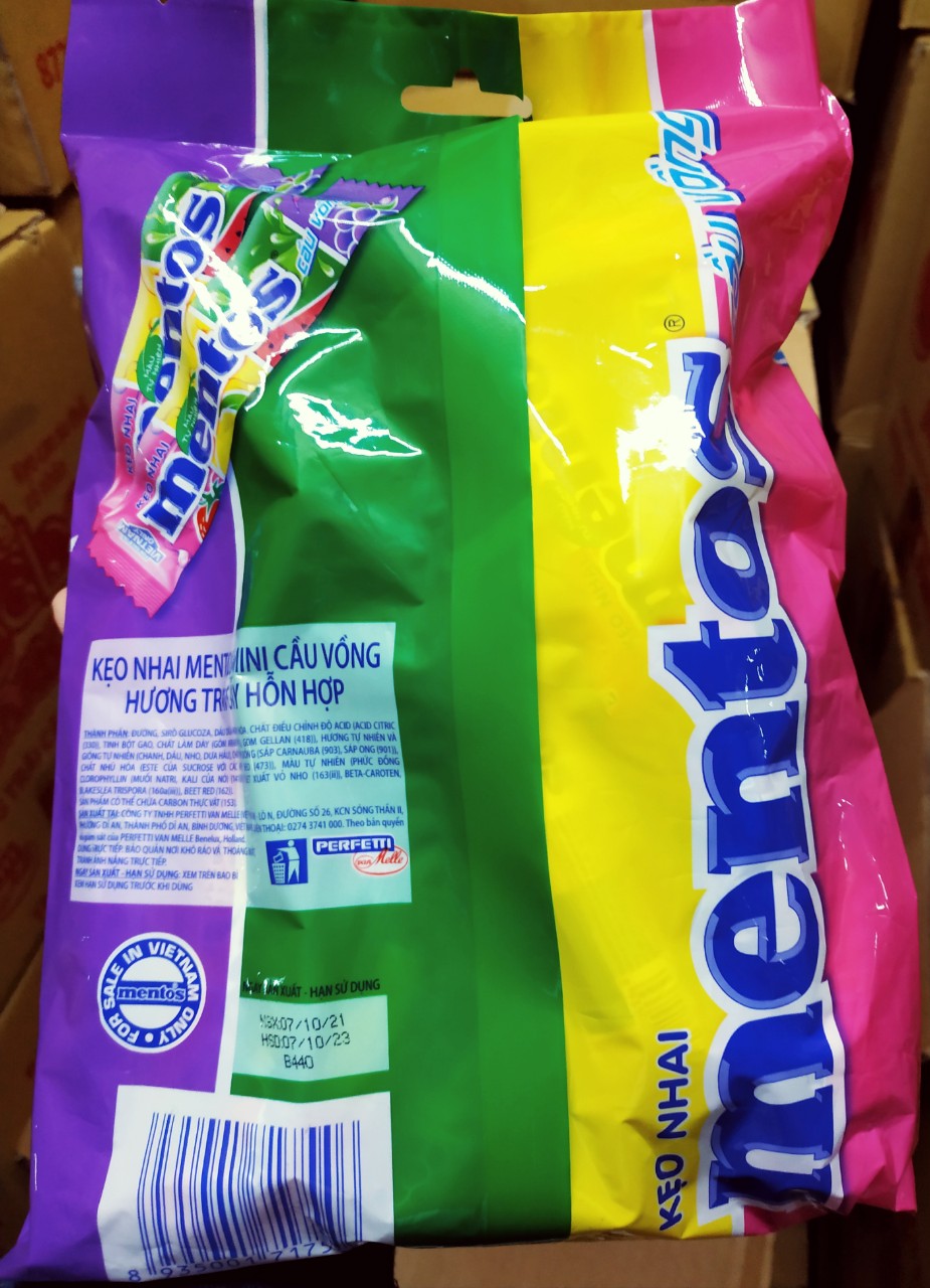 Kẹo Mentos Cầu vồng mini gói  thỏi Mã mới