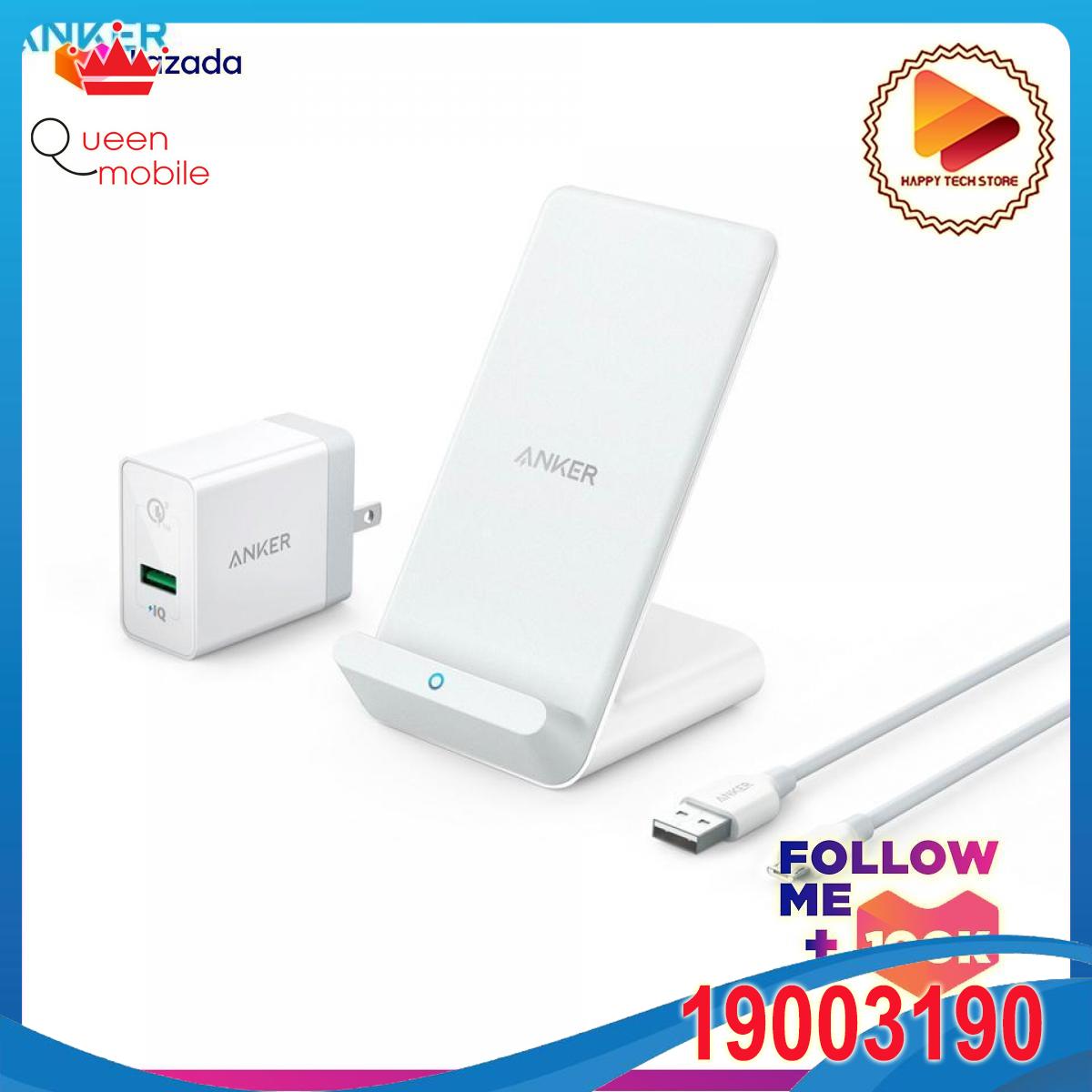 Sạc không dây đứng tiện lợi ANKER 7.5w sạc nhanh, có bao gồm cóc sạc QC 3.0 và cáp siêu bền Anker dành cho điện thoại android Micro USB dành cho iphone X, iphone 8....