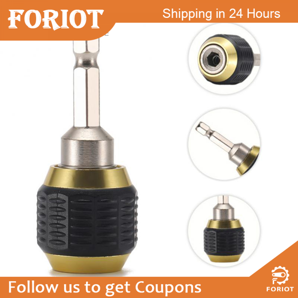 Foriot 60mm Keyless Drill Chuck Screwdriver Impact Driver Adaptor 1/4 Inch Hex Shank Drill Bit Tool Quick Change Convertor Adapter Tools