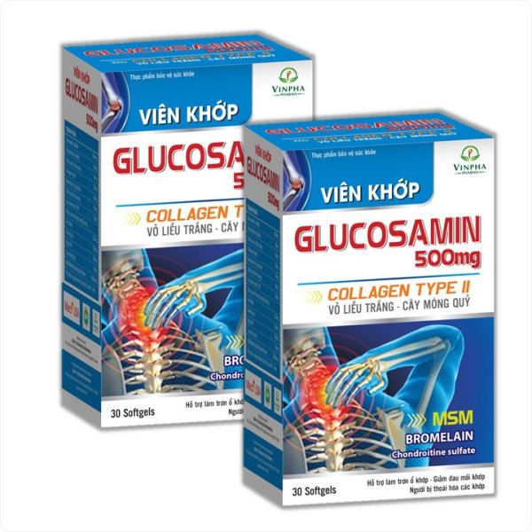 Viên khớp Glucosamin 500mg Collagen Type II, Vỏ Liễu Trắng, Cây Móng Quỷ, Hỗ trợ làm trơn ổ khớp, giúp giảm đau mỏi khớp, giảm thoái hóa khớp-hộp 30 viên