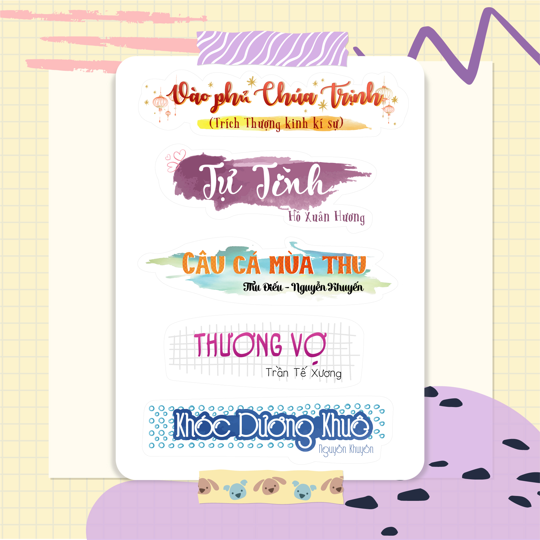 Nhãn dán sticker môn học 11 - Tựa bài ngữ văn