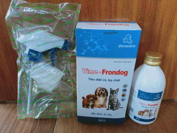 Xịt trừ ve, bọ chét ở chó mèo, Vime Frondog, chai 250 ml, có vòi xịt.