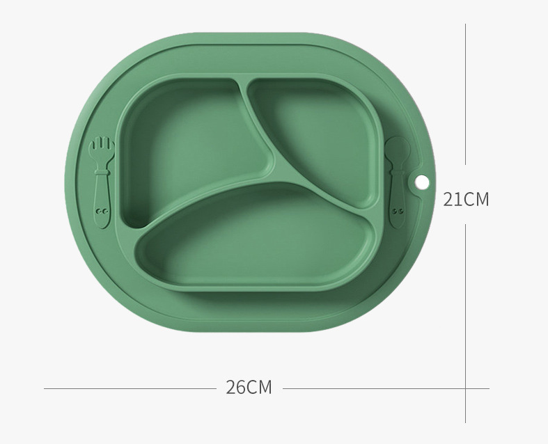 Khay ăn dặm silicone 3 ngăn chống đổ cao cấp