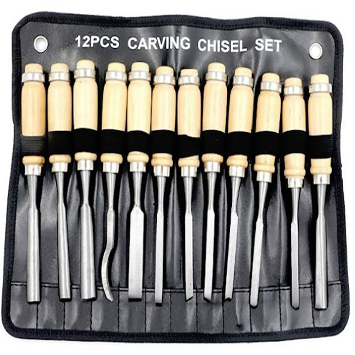 Bộ đục gỗ 12 món mũi đục gỗ dao khắc gỗ