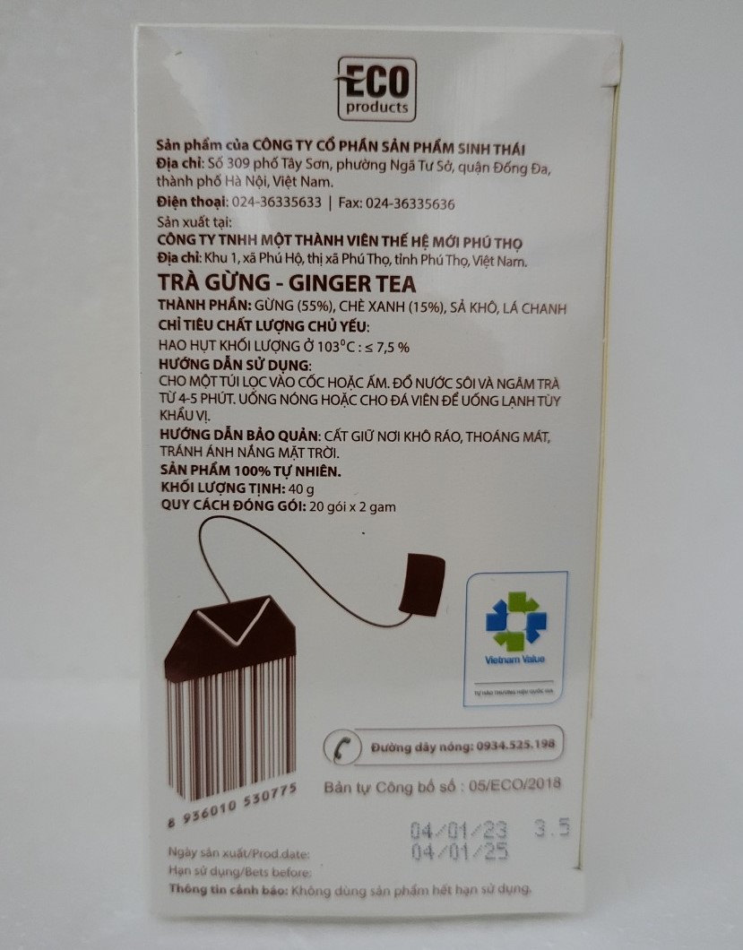 [Hộp 40g] TRÀ GỪNG TÚI LỌC [VN] COZY Ginger Tea Bags