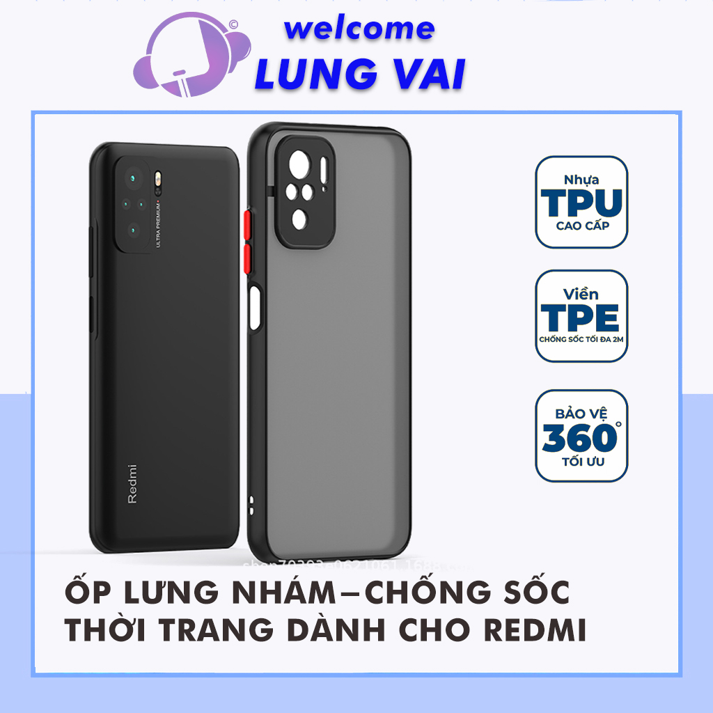 Ốp lưng redmi note 11 pro note 11s note 7 note 8 note 9 pro note 9s note 10 10s 9t 9a mi 11 lite 5g đen nhám