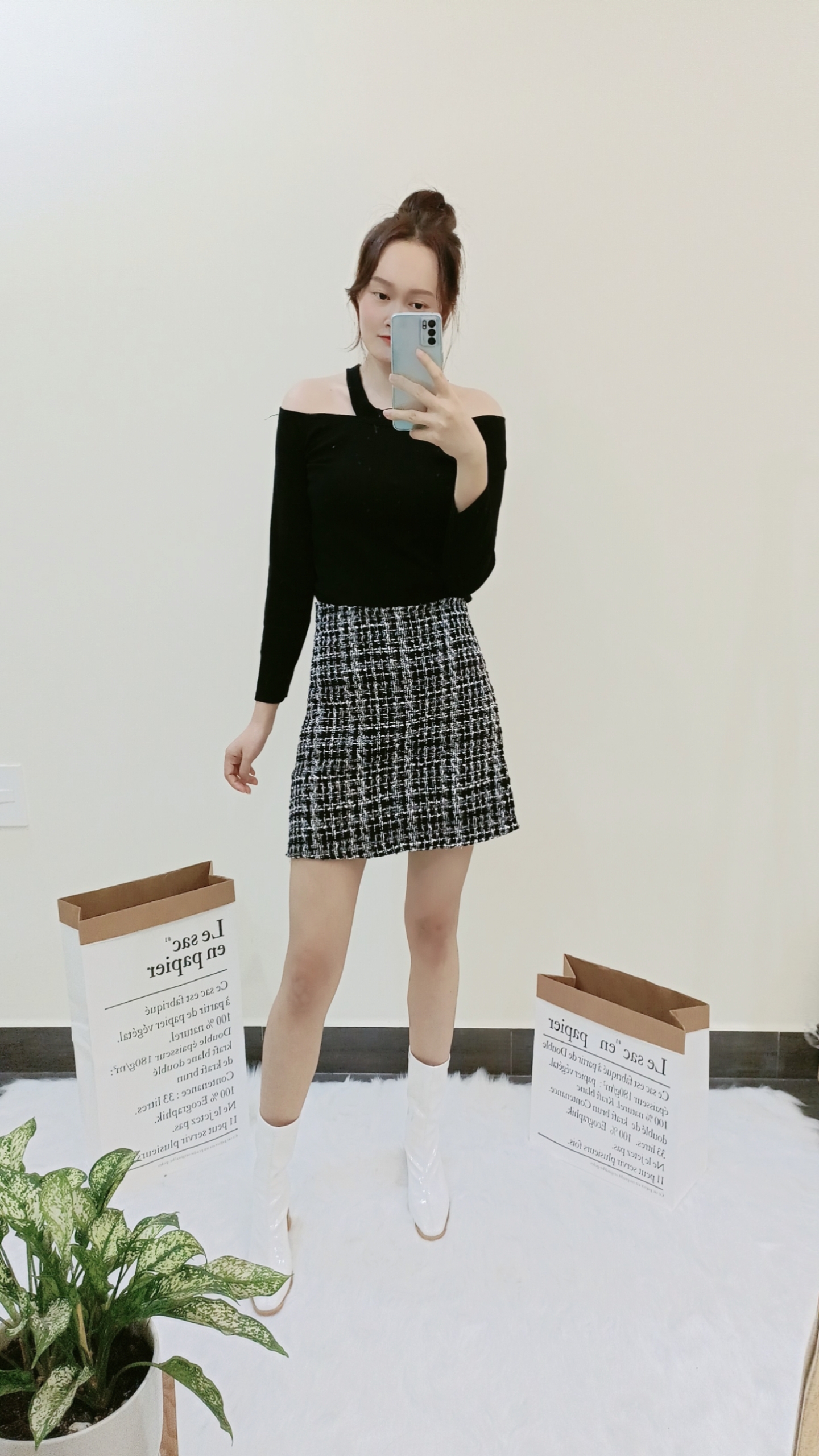 [ SET ÁO MIX CHÂN VÁY DẠ ] style sang chảnh