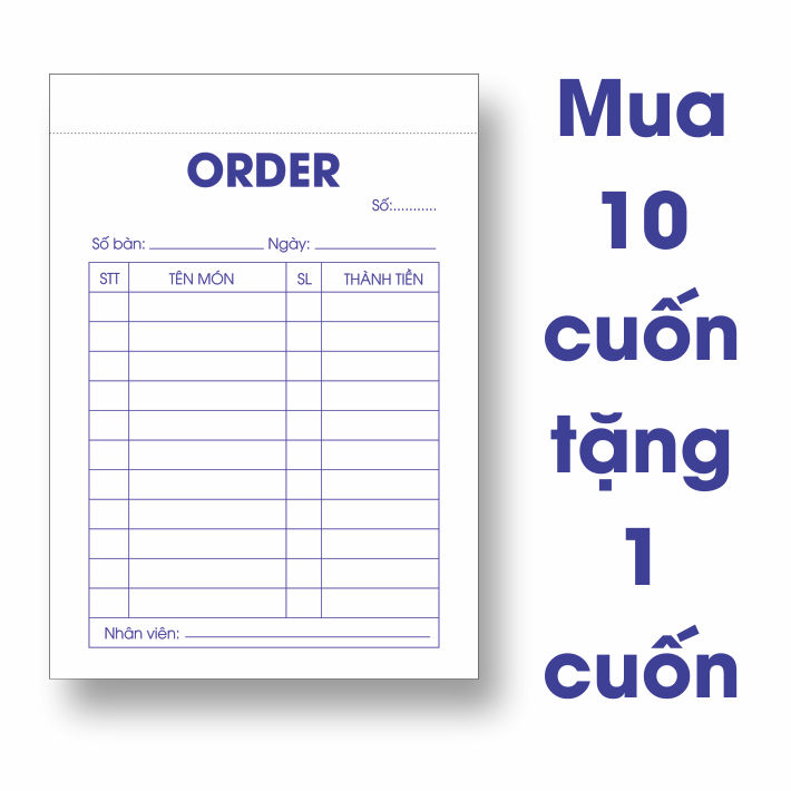 Phiếu hóa đơn order - phiếu order 2 liên M13