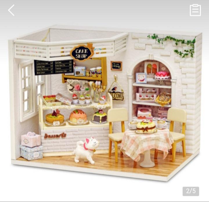 Mô Hình Nhà Gỗ DIY Tiêm bánh mèo con