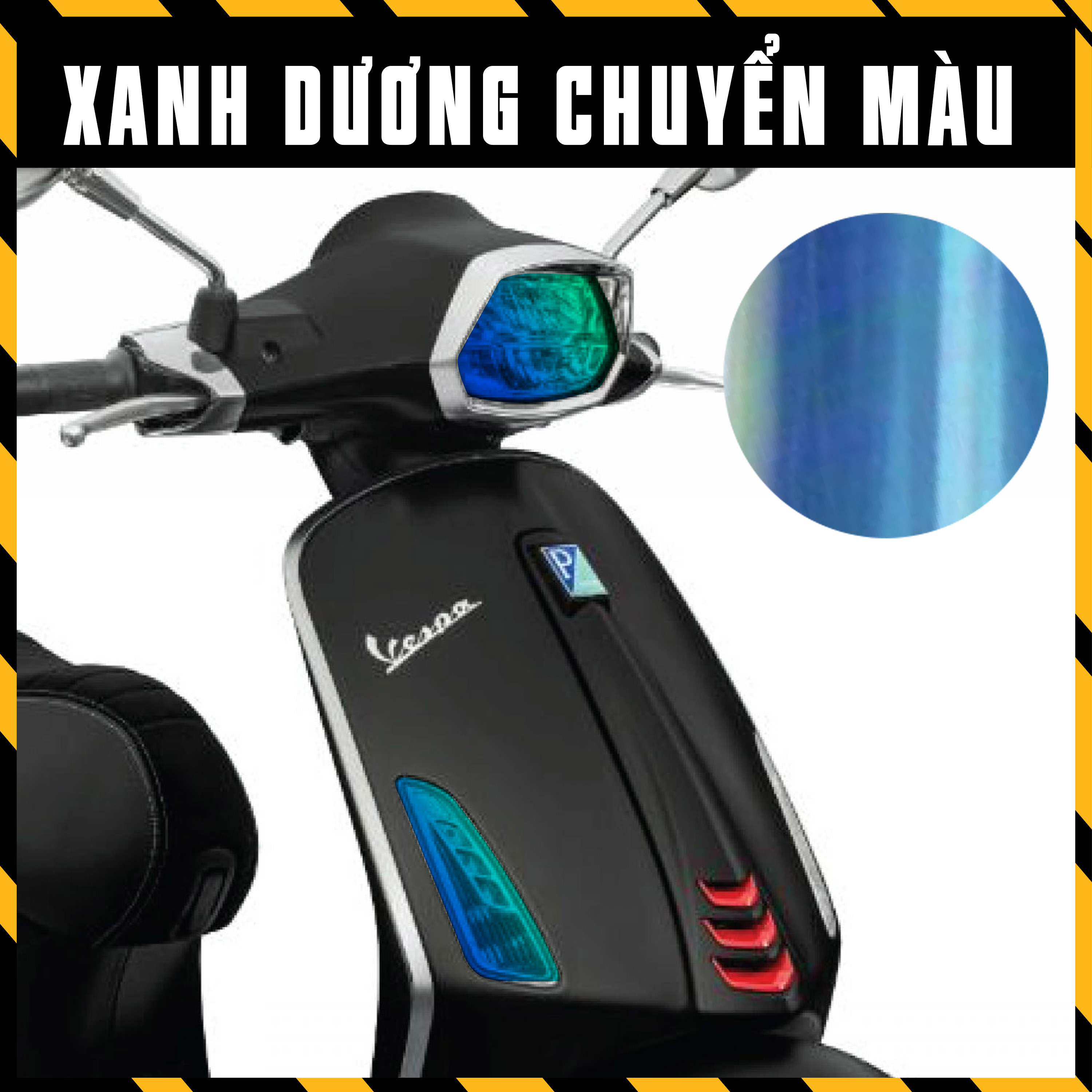Phim dán choá đèn titan vespa sprint đổi màu | tem decal dán đèn chuyển màu xe máy vespa sprint dán đèn demi đèn xi nhan đèn pha - azdecal