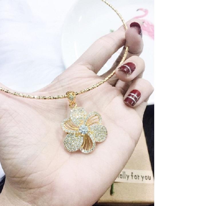 Kiềng cổ mặt hoa mạ vàng cao cấp