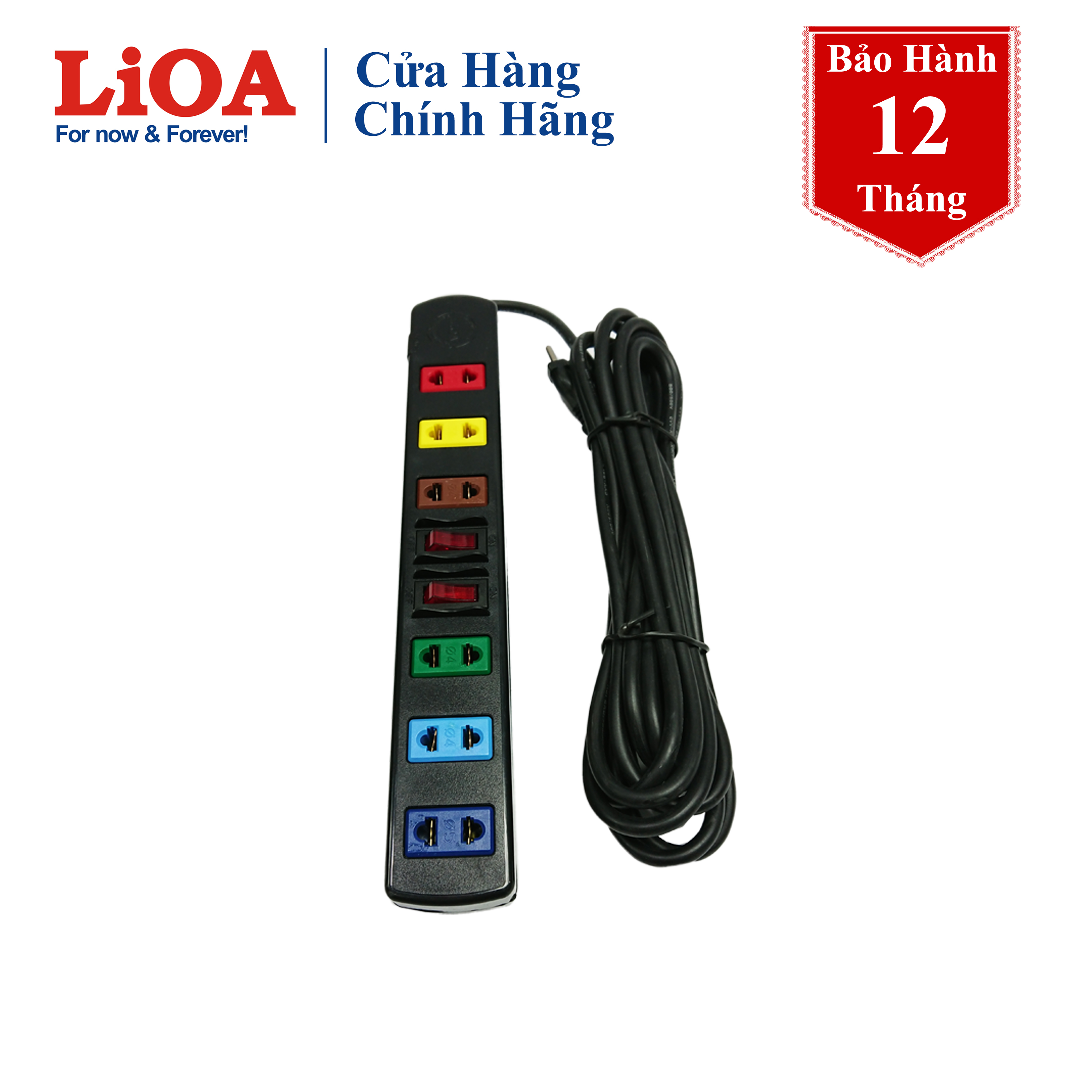 ổ cắm điện LiOA 6 ổ cắm 2 công tắc 5 mét (6S5)