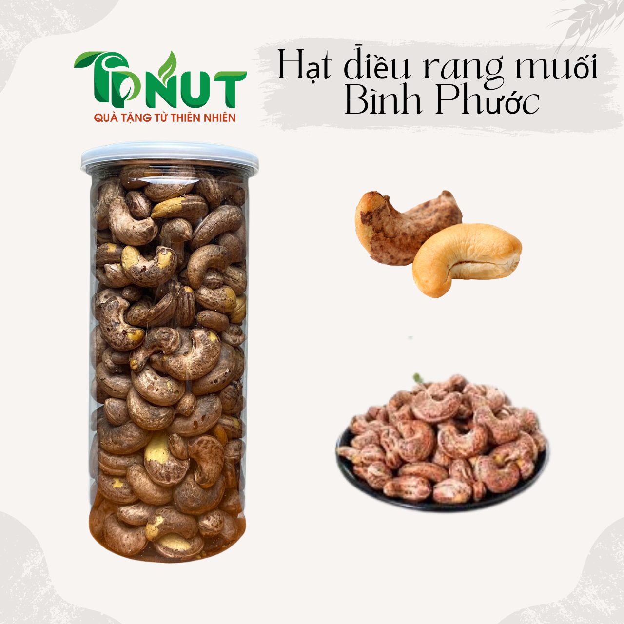 500g Hạt điều rang muối bình phước TPNut loại nguyên lụa size A cồ