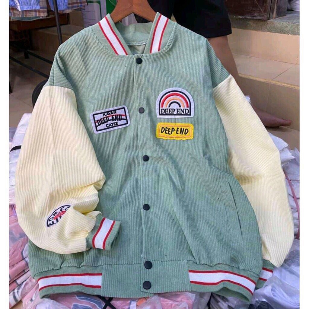 Áo Khoác Bomber Nữ Nhung Tăm In Hình Cầu Vồng Cực Xinh - CLITUS FASHION