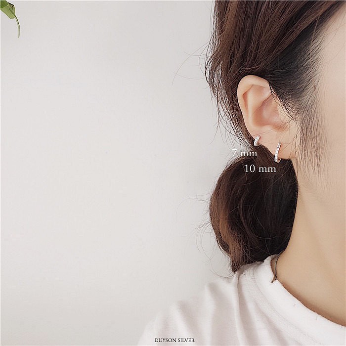 Bông tai bạc nữ khuyên tai bạc nữ vòng tròn đính đá bạc ý 925 mạ vàng trắng cao cấp duyson silver