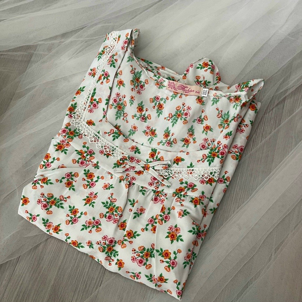 Set đồ nữ 9 tấc tay cánh tiên họa tiết hoa nhí siêu dễ thương Size M.XXL  CÓ TÚI QUẦNGIAO HOA NGẪU NHIÊN