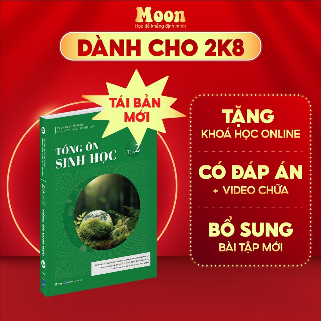 Sách lớp 12 chương trình mới: tổng ôn Toán, Lý, Hoá, Sinh, Văn, Sử, Địa ôn thi thpt quốc gia, đgnl Moonbook