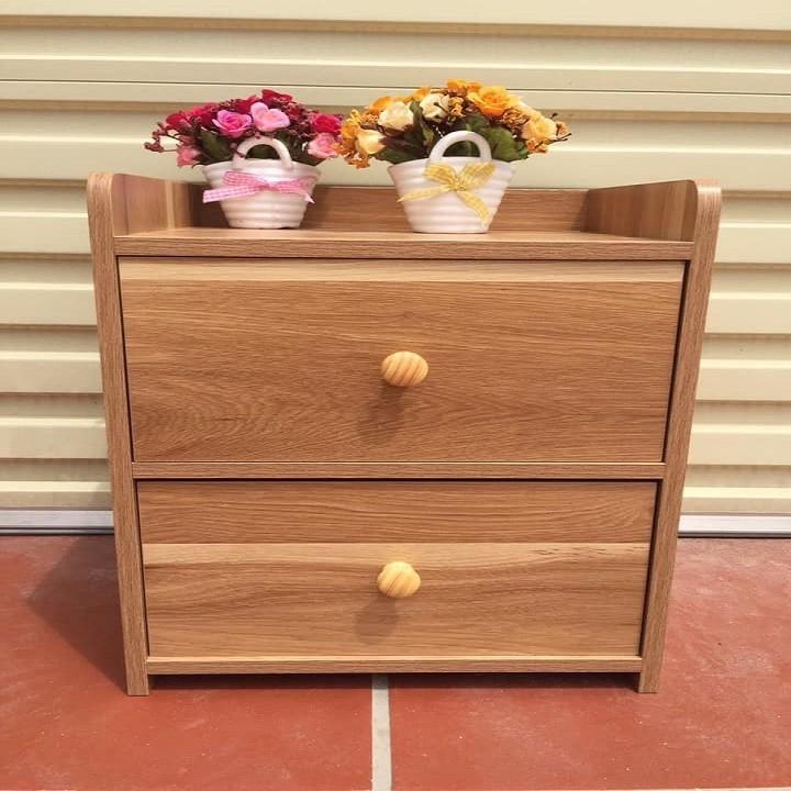 Tủ gỗ đầu giường, Tủ gỗ phòng ngủ 2 ngăn, Kích thước 40x 26x32,5cm , gỗ ép cao cấp