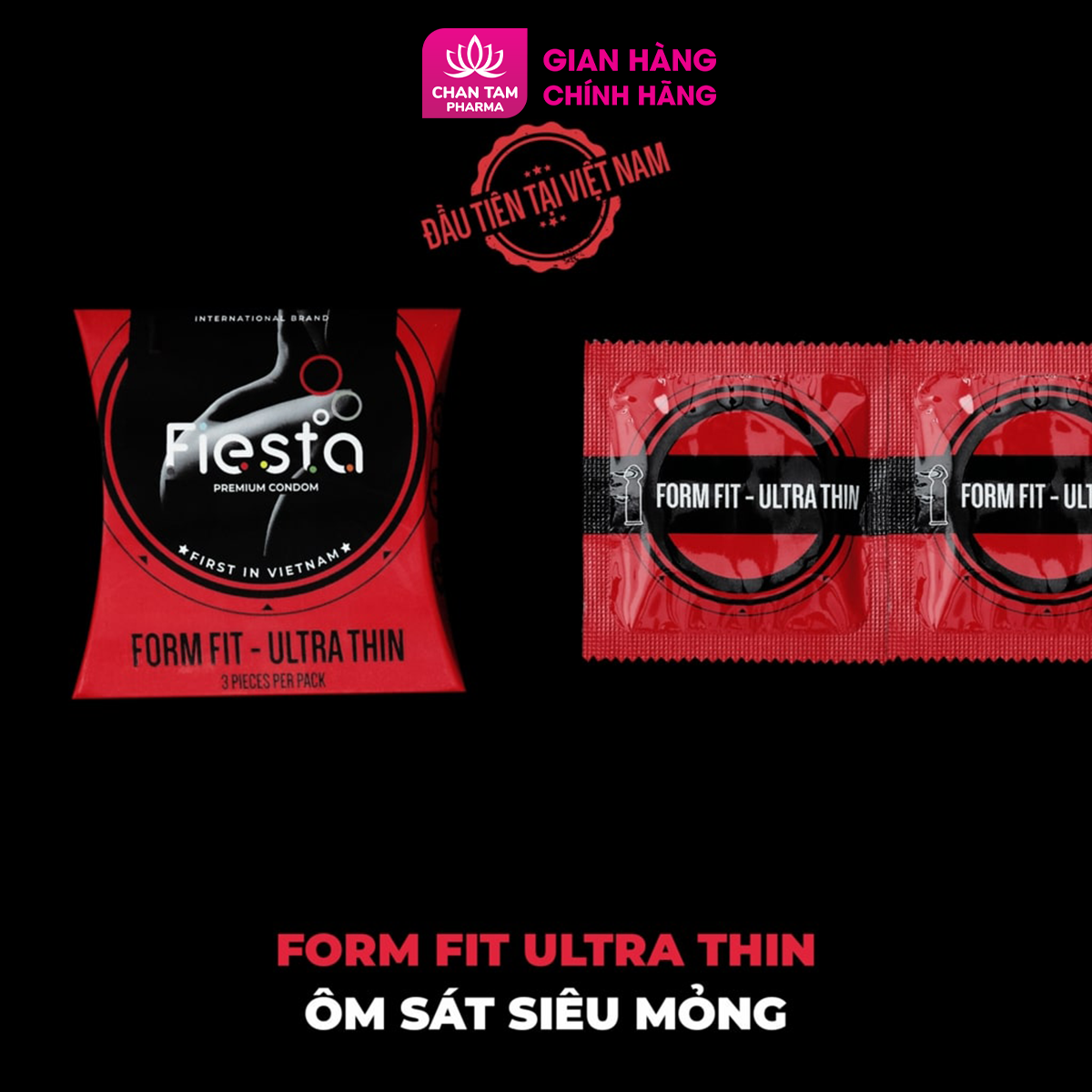 [CHE TÊN SẢN PHẨM] Bao cao su ôm sát siêu mỏng Fiesta Form Fit Ultra Thin – hộp 3 cái