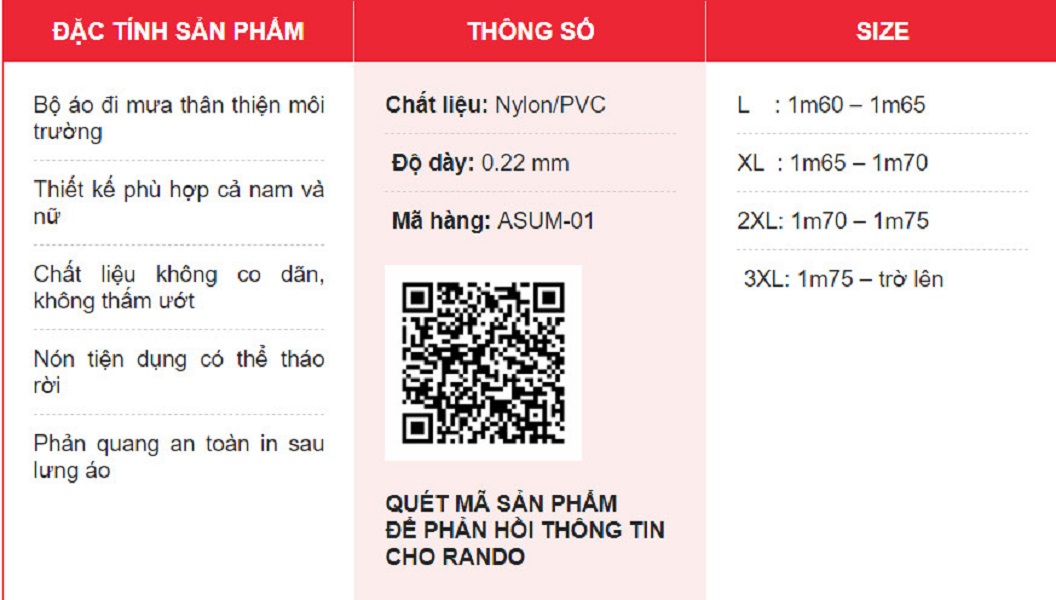 Bộ Áo Mưa Eco Chính Hãng Rando