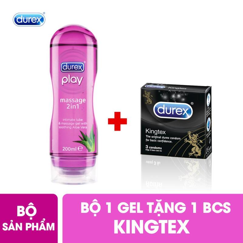 Durex Gel Bôi Trơn Play Massage 2 - in- 1 200ml Tặng Bao Cao Su Durex Kingtex 1 Hộp 3 Bao