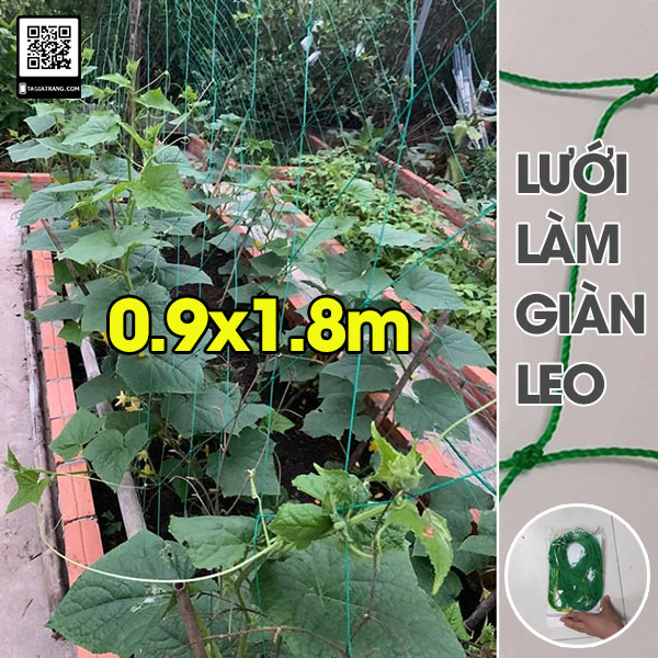 Lưới làm giàn dây leo trồng dưa chuột, đậu đỗ, bầu bí, size 0.9x1.8m