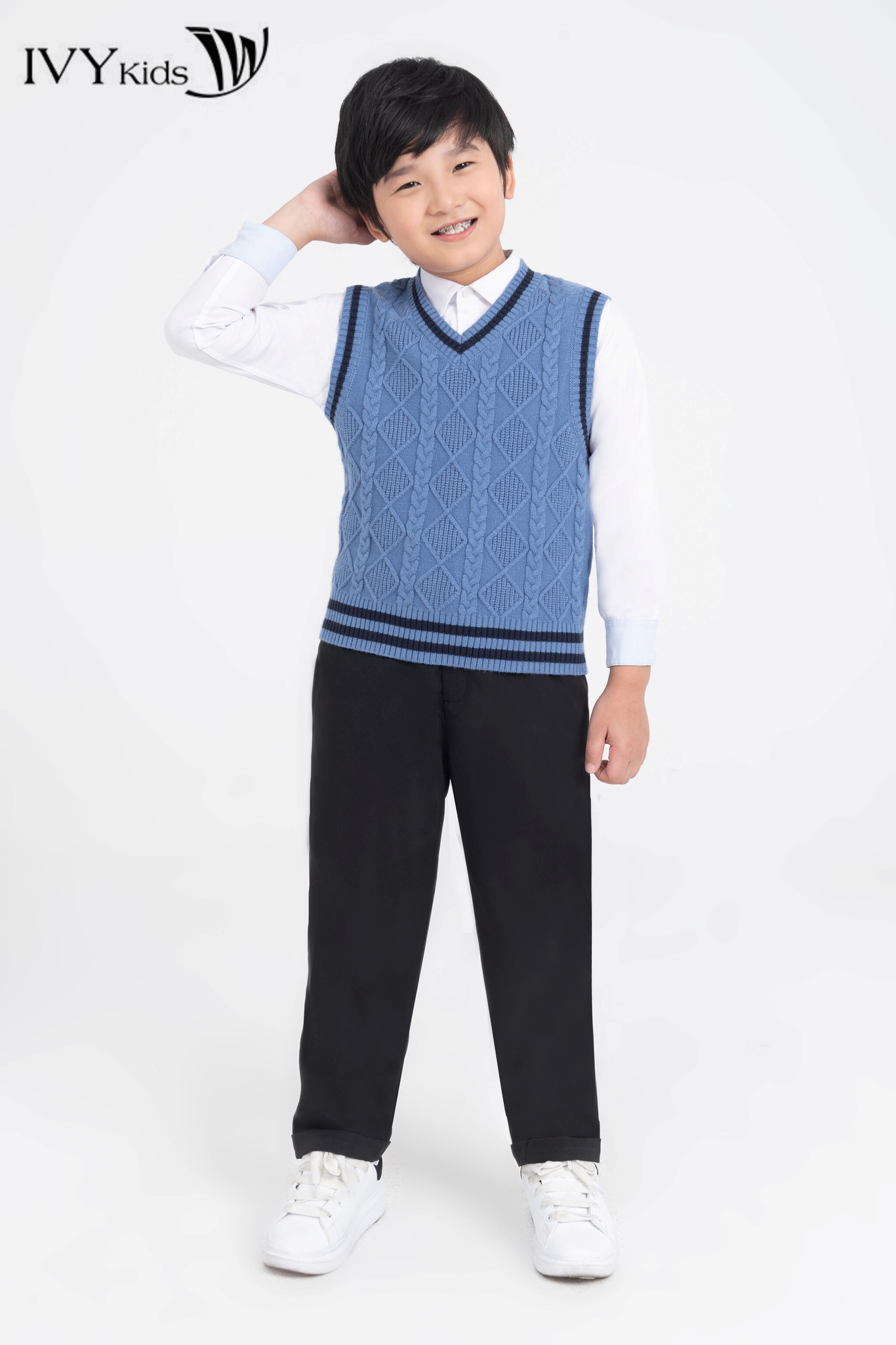 Áo gile len bé trai IVY moda MS 56K1277