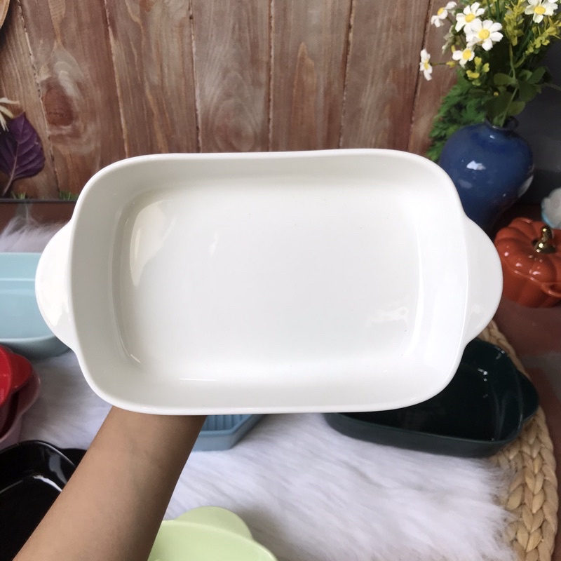 Khay chữ nhật sứ, Nướng Bánh,Chịu Nhiệt, 8 Màu Tuỳ Chọn