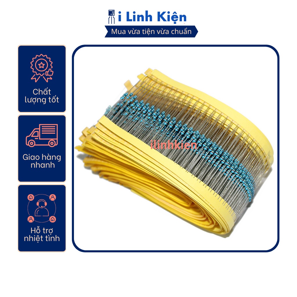 Điện trở vạch 1W 820K 1% chân đồng (10c)
