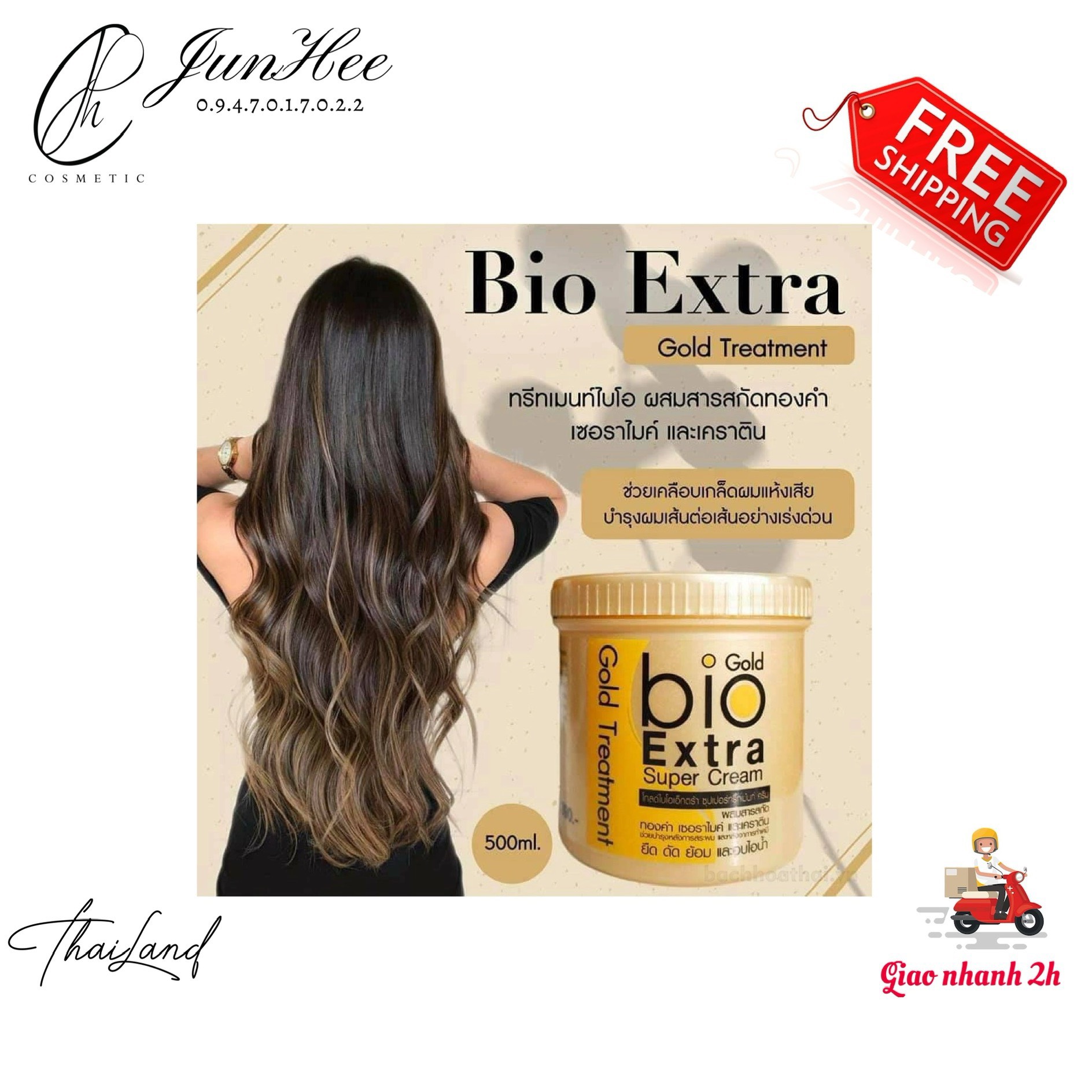 [JunHee AUTH ] Hũ Ủ tóc Bio Gold Extra 500ml Thái Lan