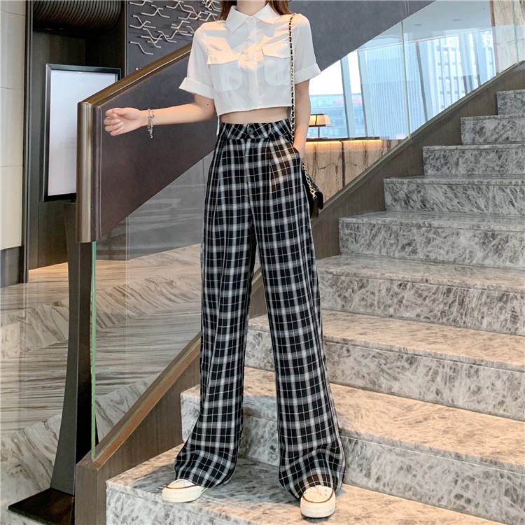 ( ẢNH THẬT) QUẦN ỐNG RỘNG KẺ CARO CẠP CAO DÁNG DÀI VỀ NHIỀU MÀU HÀN QUỐC, LEVERMART