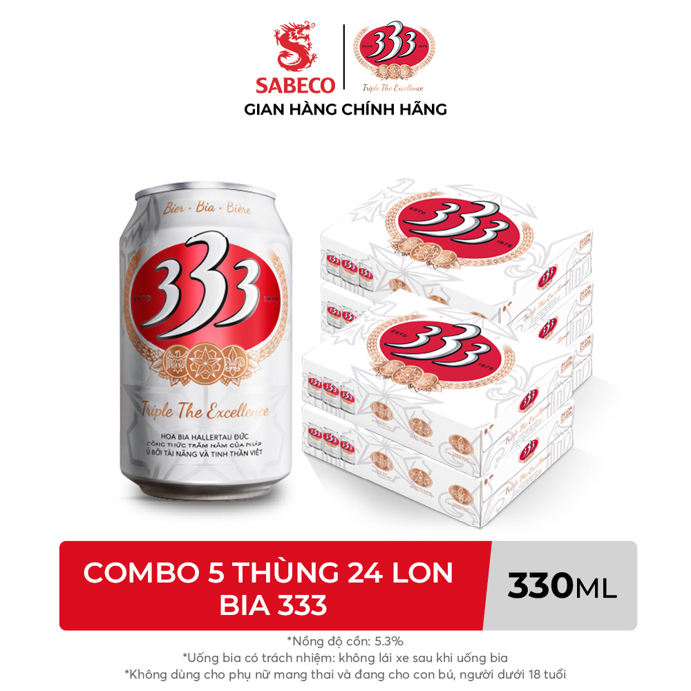 Combo 5 Thùng Bia 333 330ml/Lon