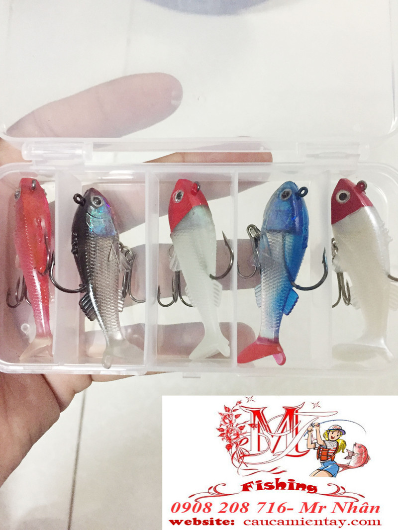 Mồi Mềm Câu Lure, Cá Lóc Bộ 5 Con Siêu Nhậy
