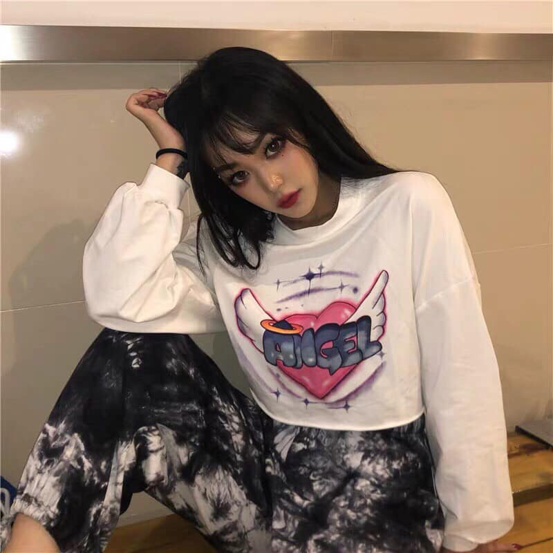 [HCM]Áo croptop nữ in hình ANGEL cực hot