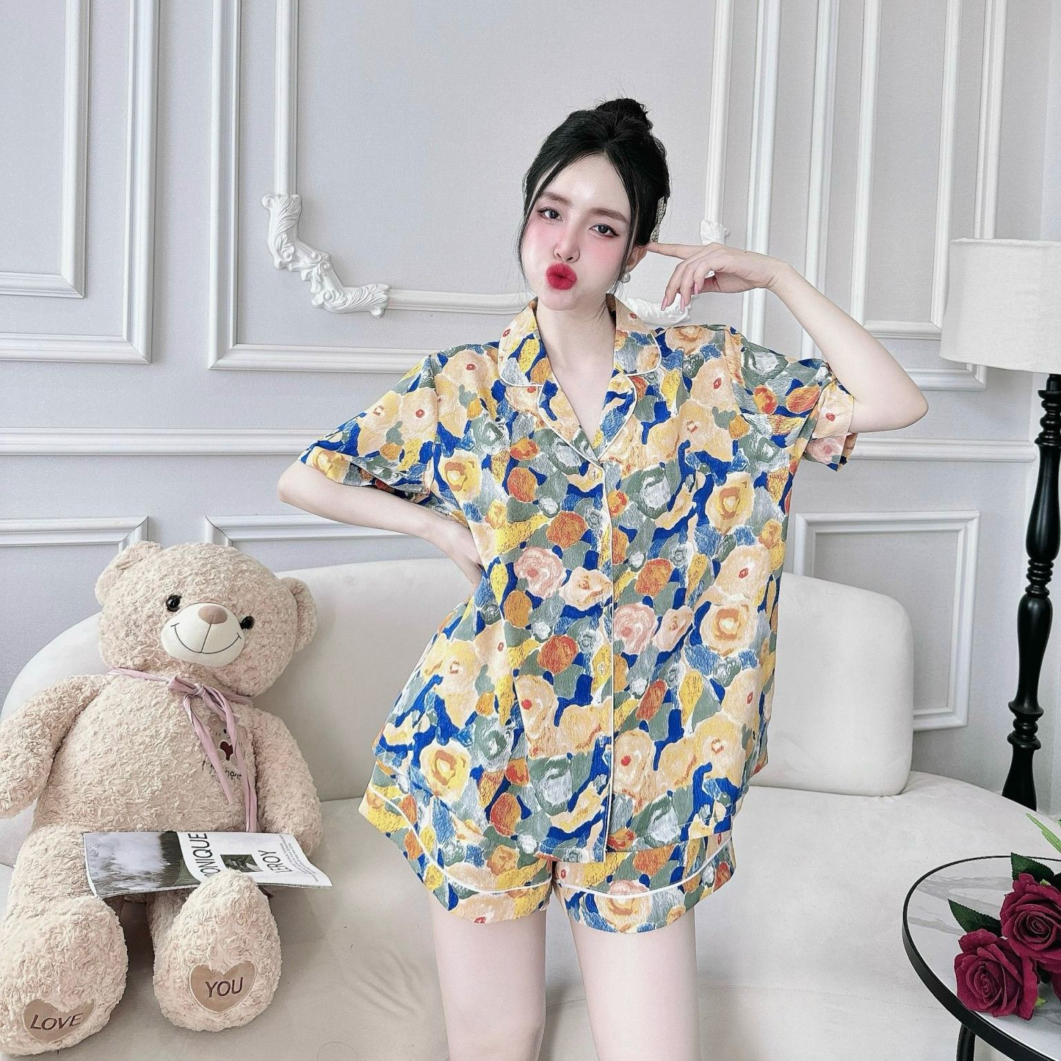 Đồ bộ bigsize đùi đồ mặc nhà cho nữ 50-110kg lụa mango cao cấp mềm mịn
