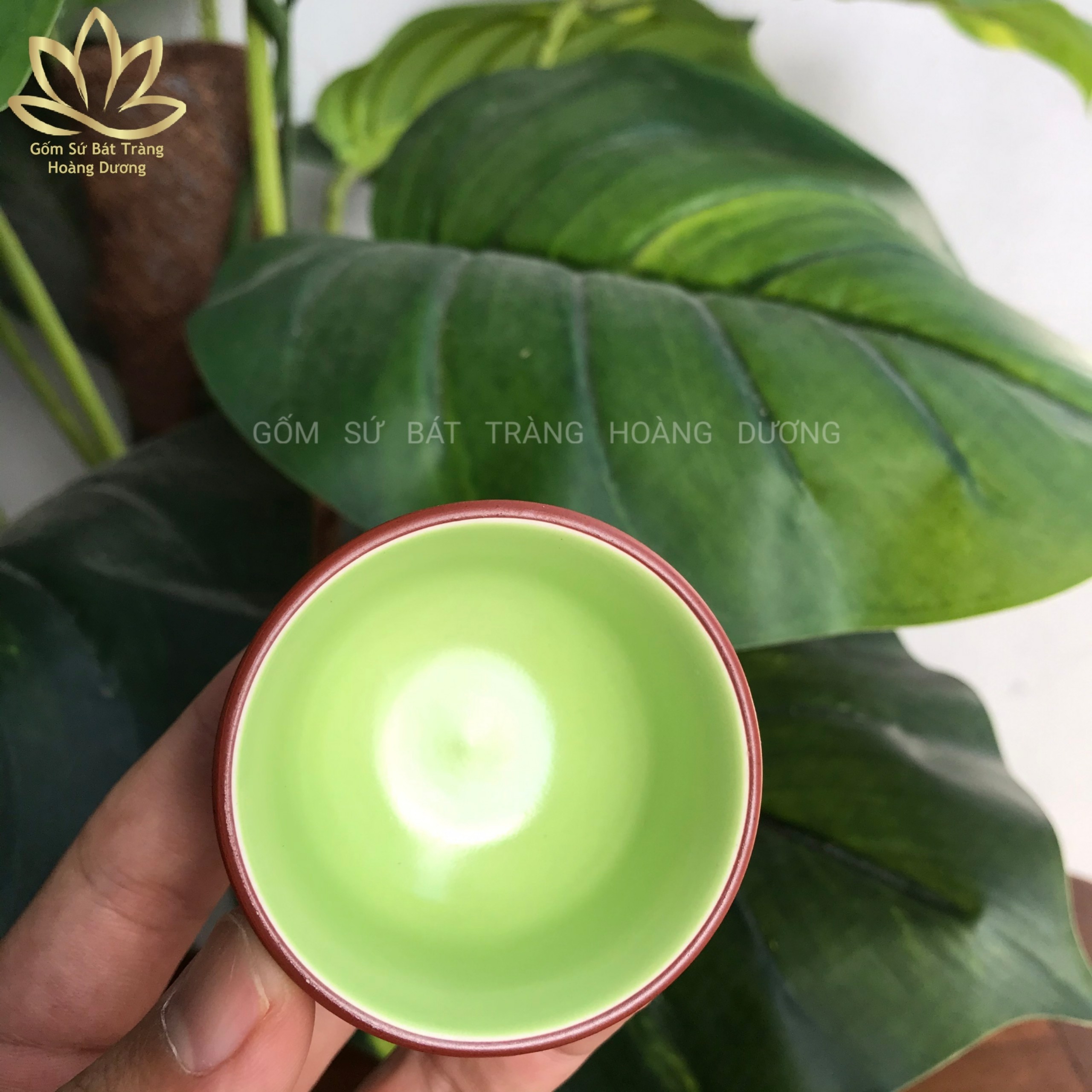 Chén uống trà Bát Tràng đất nung màu đỏ miệng chén 5.5 x cao 3.5 cm