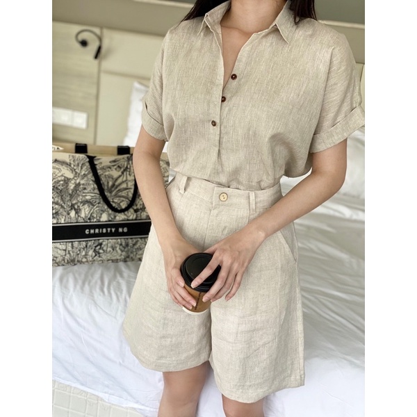 Shu Shi - Sơ Mi Tay Lỡ Cúc Gỗ Linen Premium ( Ảnh Chính Chủ )