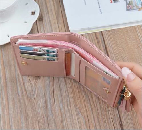 Ví bóp nữ cầm tay mini ngắn phối 3 màu